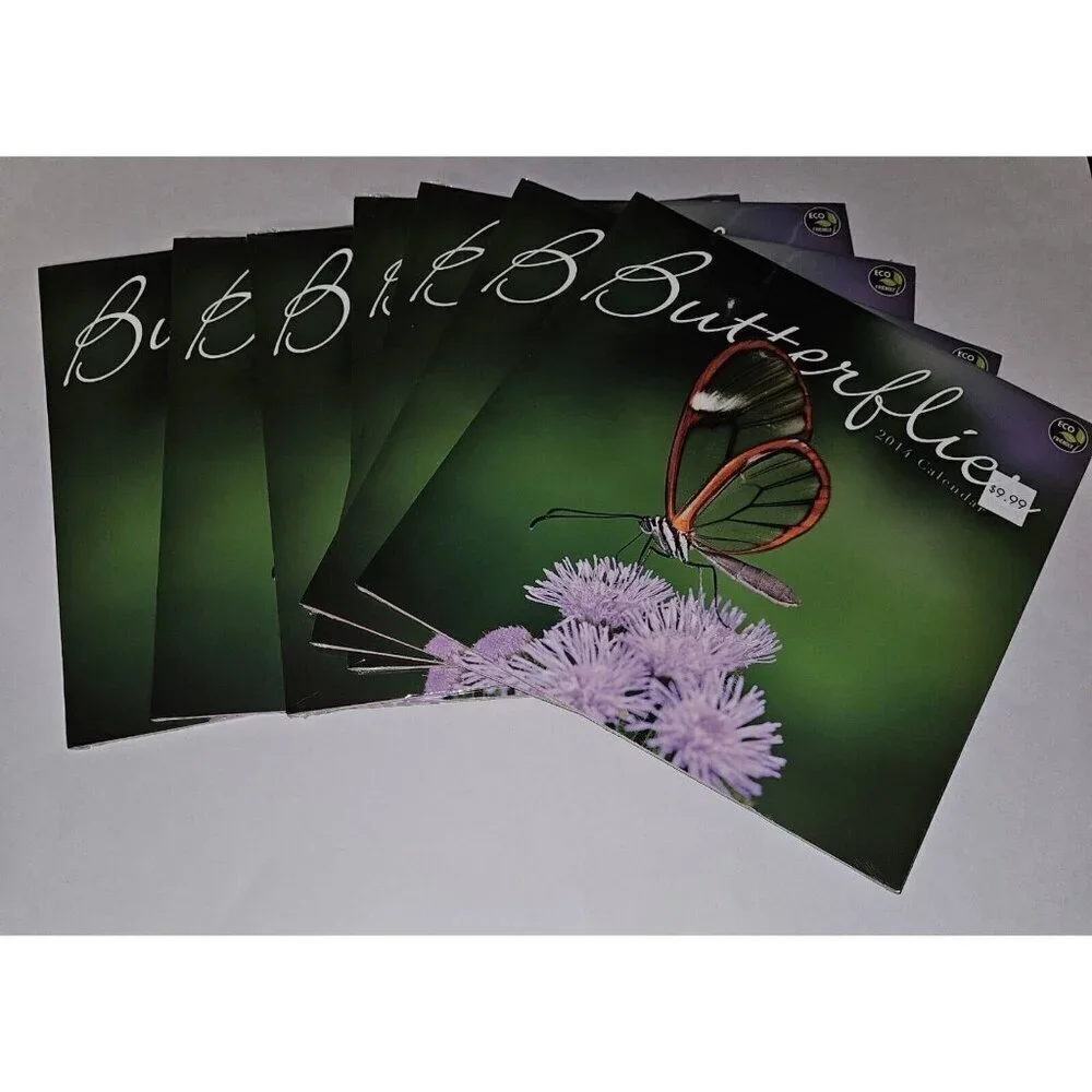 7 Dups 2014 Butterflies Calendar Lot 12x12 Prop (dates line up with 2025) SEALED